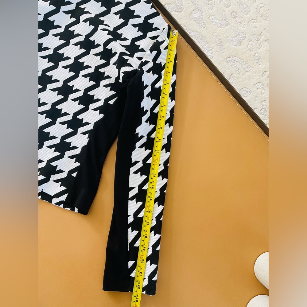 Joseph Ribkoff Veston Textured Black and White Houndstooth Jacket, - Picture 10 of 11